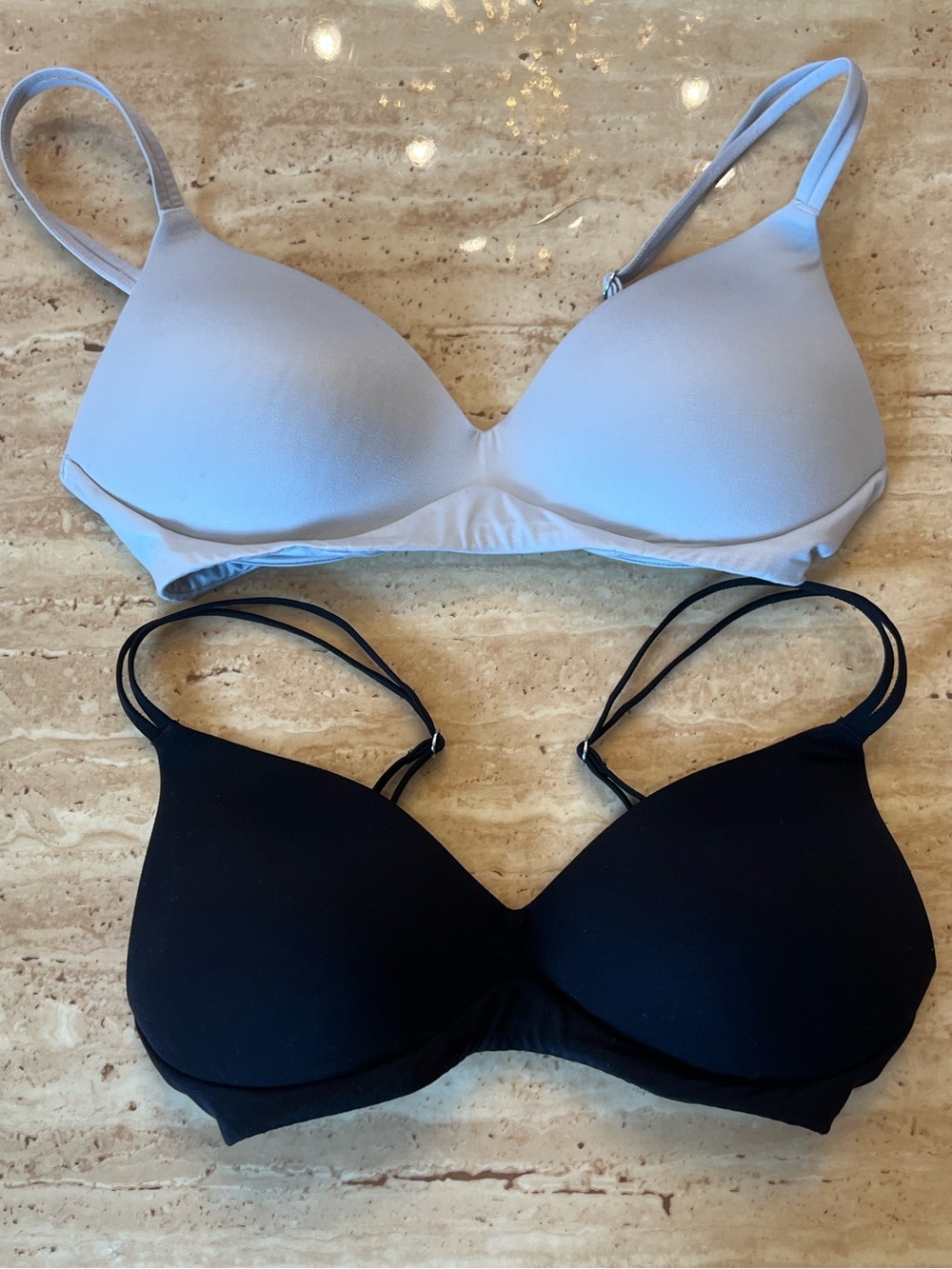 Aerie Black and Gray Wireless Push Up Bra Set Size 32C